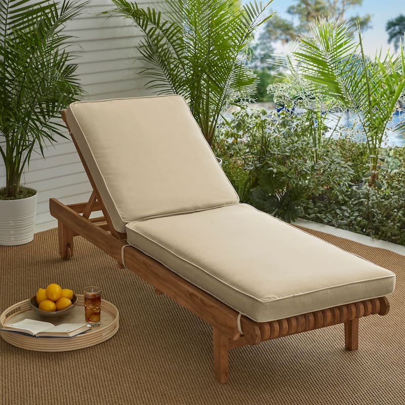 Sorra Home Sunbrella Outdoor 21-inch Chaise Lounge Cushion - Antique Beige