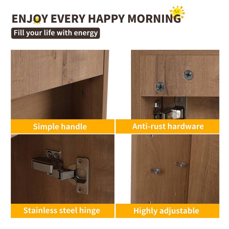Beingnext 12"/24" Floating Bathroom Side Cabinet With Soft Close Door and an Adjustable Shelf