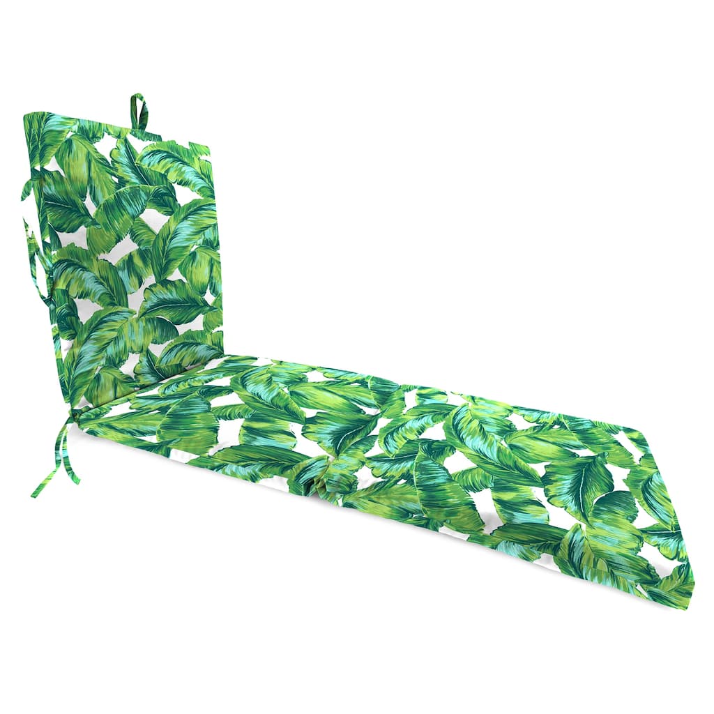 72" x 21" Green Leaves Outdoor Chaise Lounge Cushion with Ties and Loop - 72'' L x 21'' W x 3'' H