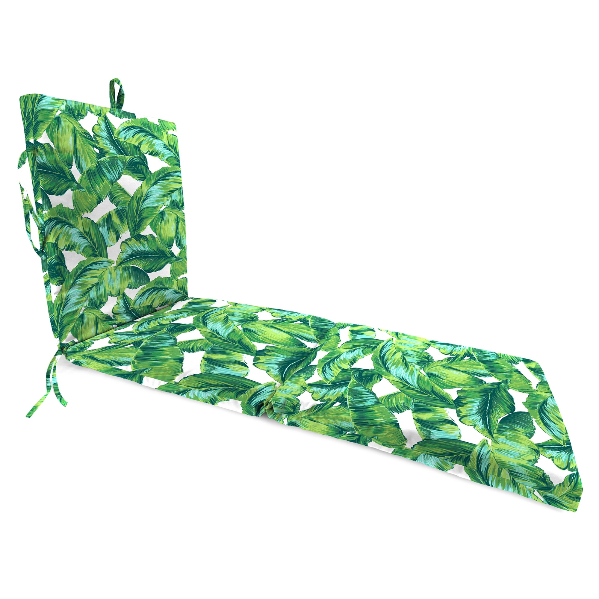 72" x 21" Green Leaves Outdoor Chaise Lounge Cushion with Ties and Loop - 72'' L x 21'' W x 3'' H
