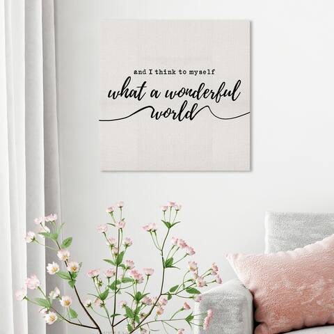 Oliver Gal 'A Wonderful World Square' Typography and Quotes Wall Art Canvas Print Inspirational Quotes - Black, Brown