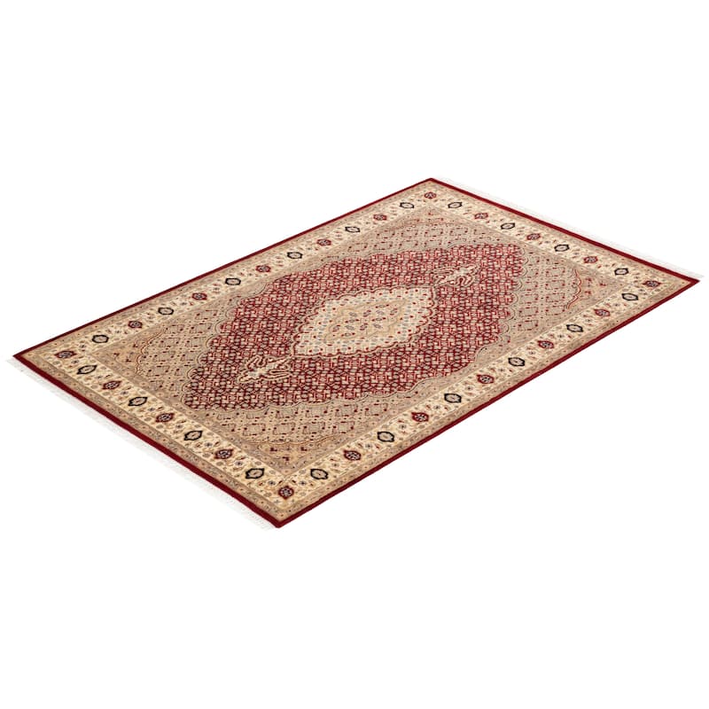 Overton Hand Knotted Wool Vintage Inspired Traditional Mogul Red Area Rug - 5 x 8