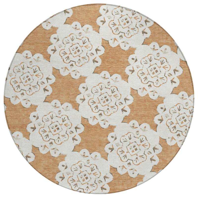 Machine Washable Indoor/ Outdoor Global Motif Chantille Rug