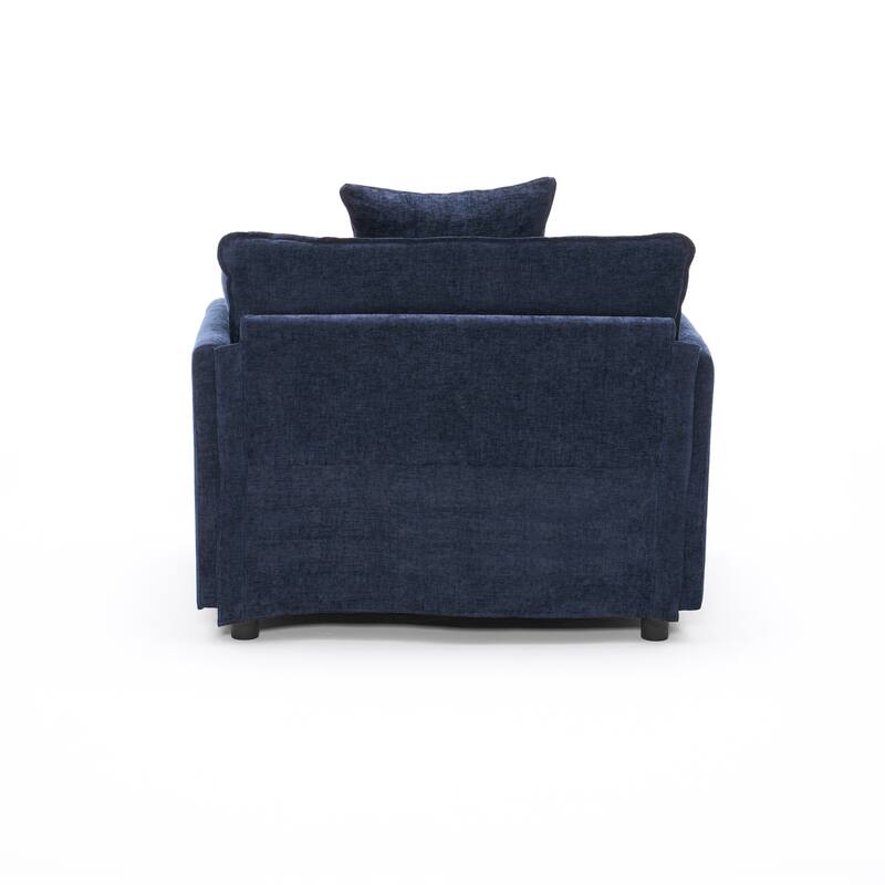 39.4" Chenille Accent Chair Club Chair with Ottoman, Living Room Chair Upholstered Armchair, Chaise Lounge Chair