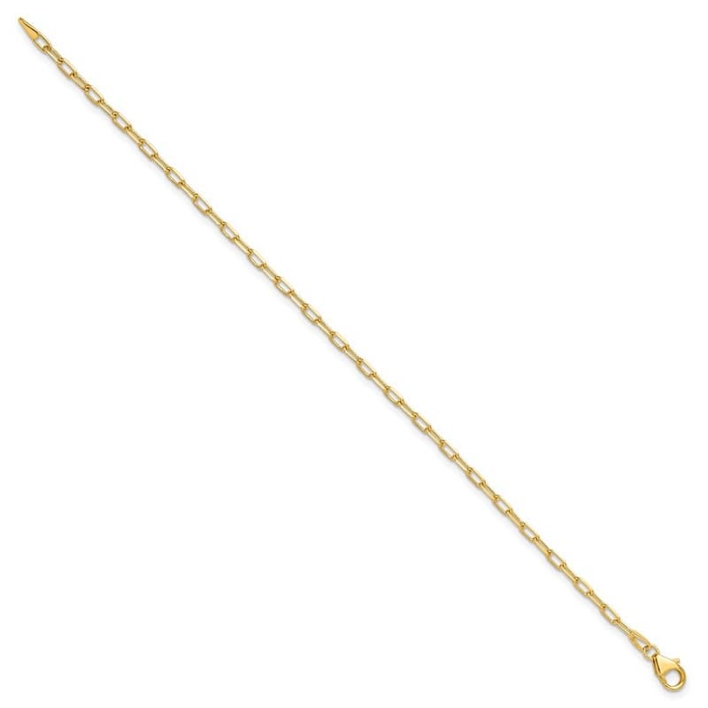 Curata 14k Yellow Gold 2.2mm Solid Beveled Paperclip Chain Bracelet Options: 7" 8"