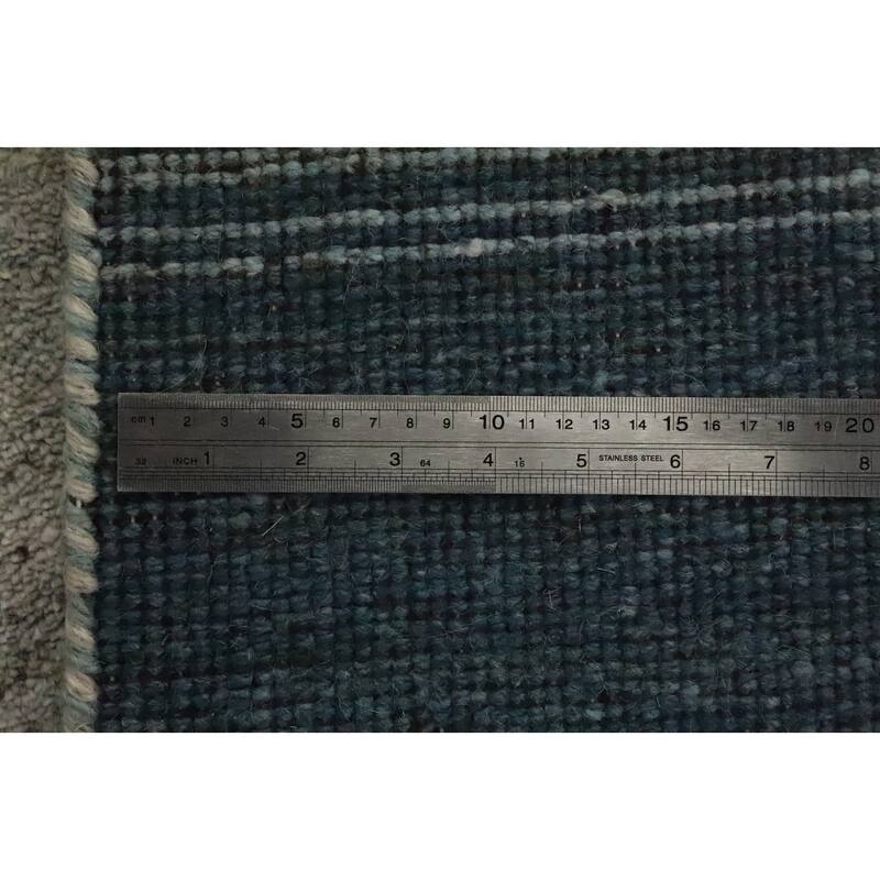 Hand Knotted Oriental 100% Wool Carpet Modern Geometric Navy Blue & Blues Gabbeh Area Rug - 7' 9'' X 5' 6''