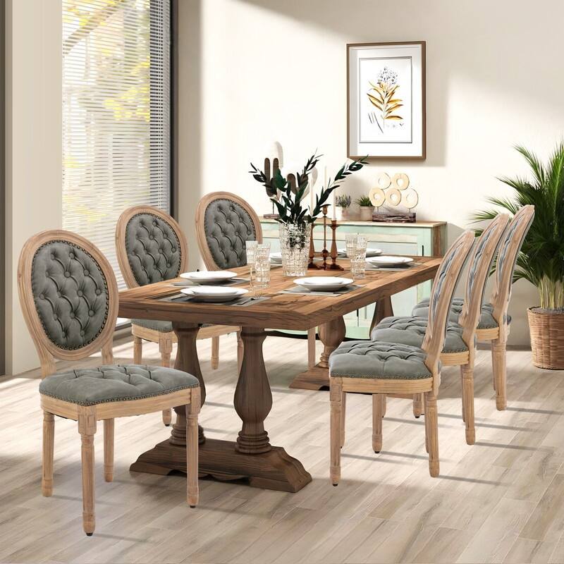 French Chair Dining Chair Solid Wood with Nailhead Trim Set of 2