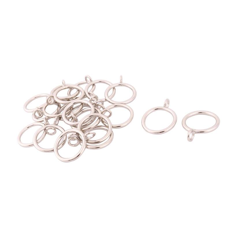 Home Metal Window Curtain Drapery Rod Hanging Hook Clip Ring 20pcs - Silver Tone