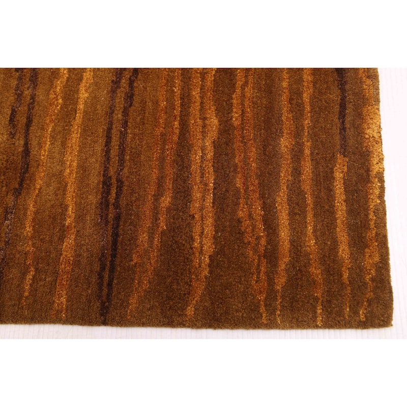 ECARPETGALLERY Hand-knotted Opulence Brown Silk, Wool Rug - 5'1 x 8'0