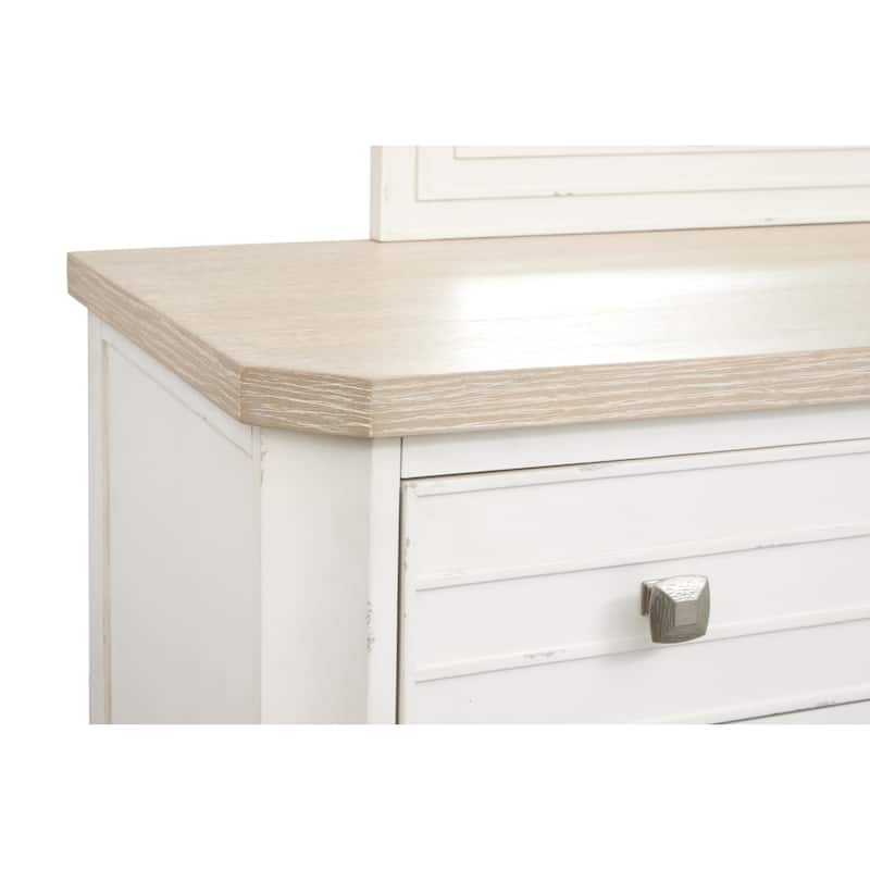 Salt Life Home Echo Isles Sea Pearl and Driftwood Double Drawer Dresser with Landscape Mirror