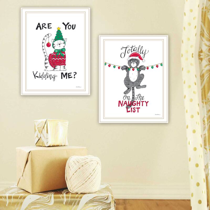 2-Piece Framed Wall Art Set - Humorous "Are You Kidding ME?", White Frame