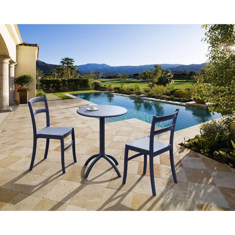 29" Gray Durable Round Outdoor Patio Dining Table