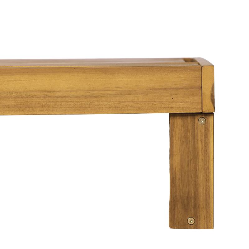 Christopher Knight Home Modern Outdoor Solid Acacia Wood Chaise Lounge with 4-Position Adjustable Backrest & Flat Side Surface