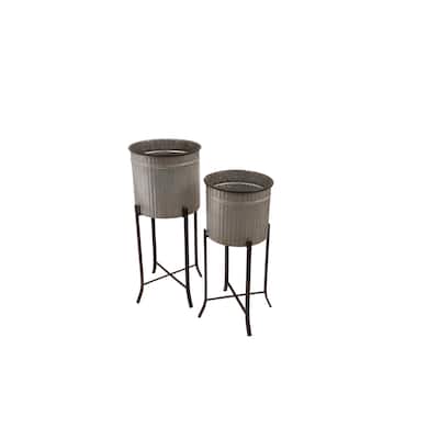 Corrugated Metal Planters on Stands