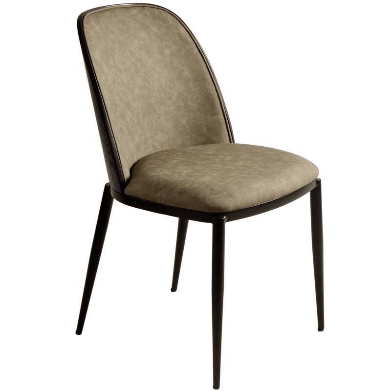 Dining Chair with Upholstered Seat and Back Side Chair with MDF Wood Frame in Black Steel