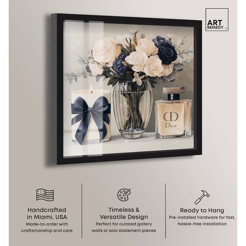 Ivory Perfume Flowers in Vase Shadowbox by Art Remedy