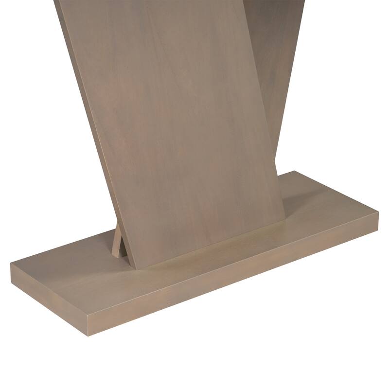 59.8" V-Base Console Table with Natural Wood Veneer
