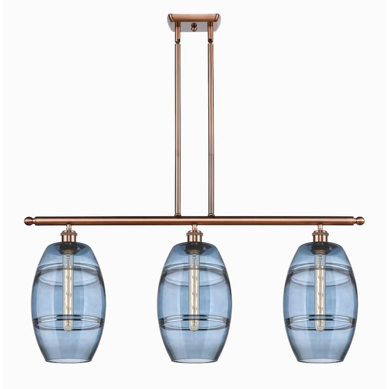 Innovations Lighting 516-3I-10-36 Vaz Linear Vaz 3 Light 36" Wide - Antique Copper / Blue