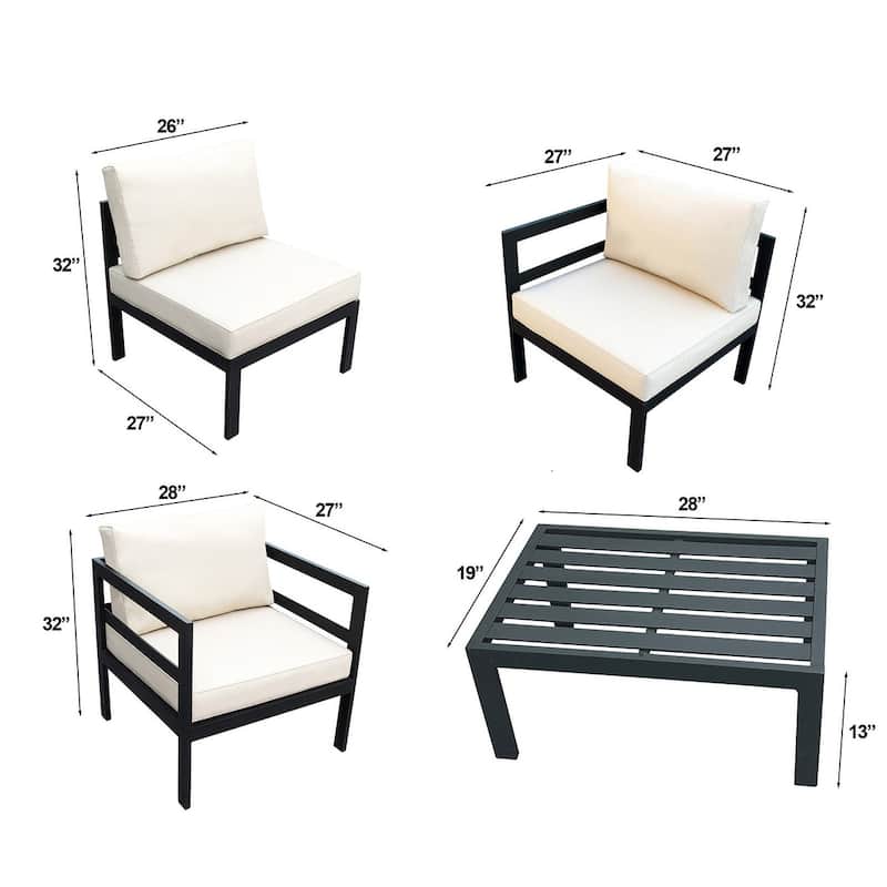 Ohana Outdoor 7-pc. Cushioned Aluminum Sectional - No Assembly