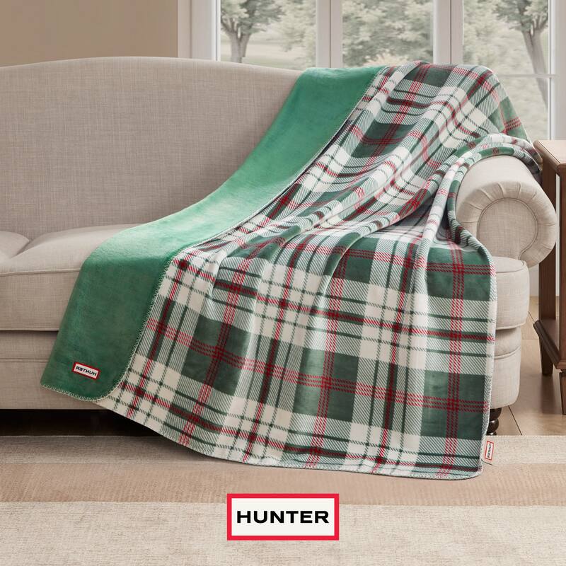 Hunter Reversible Plaid Plush Throw Blankets