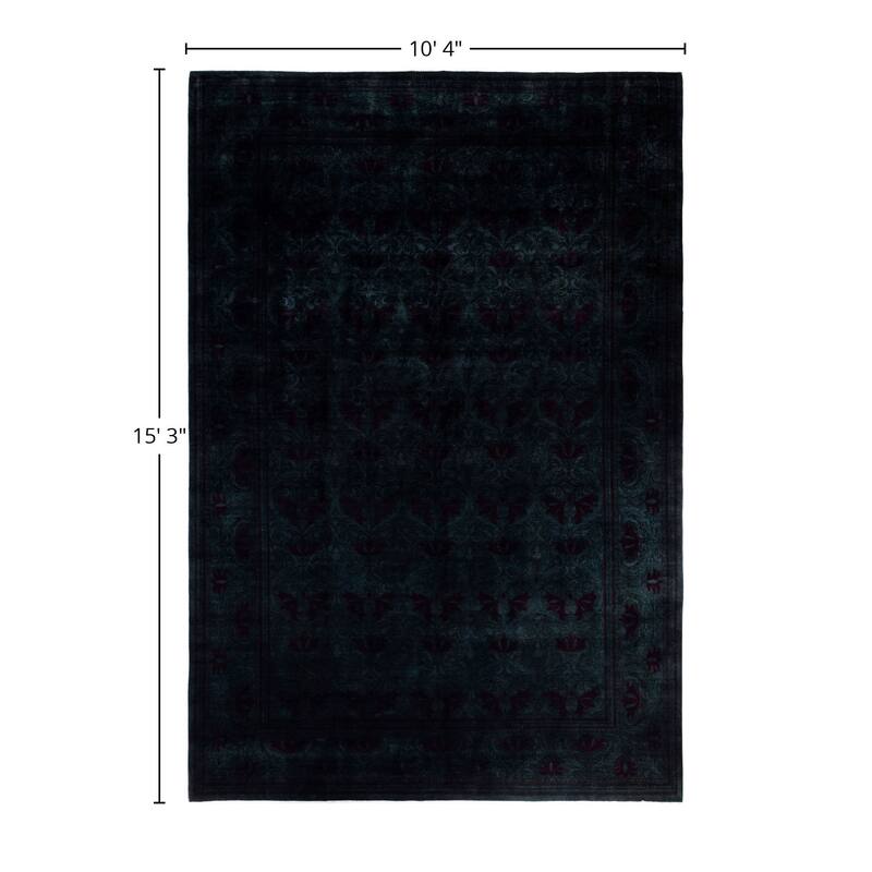 Overdyed One-of-a-Kind Hand-Knotted Area Rug - Green - 10' 4" x 15' 3"