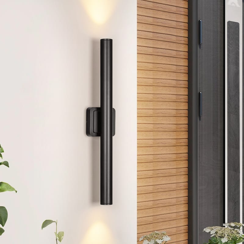 2-Light Modern Black Linear Waterproof IP54 Integrated LED Outdoor Wall Sconce Lights