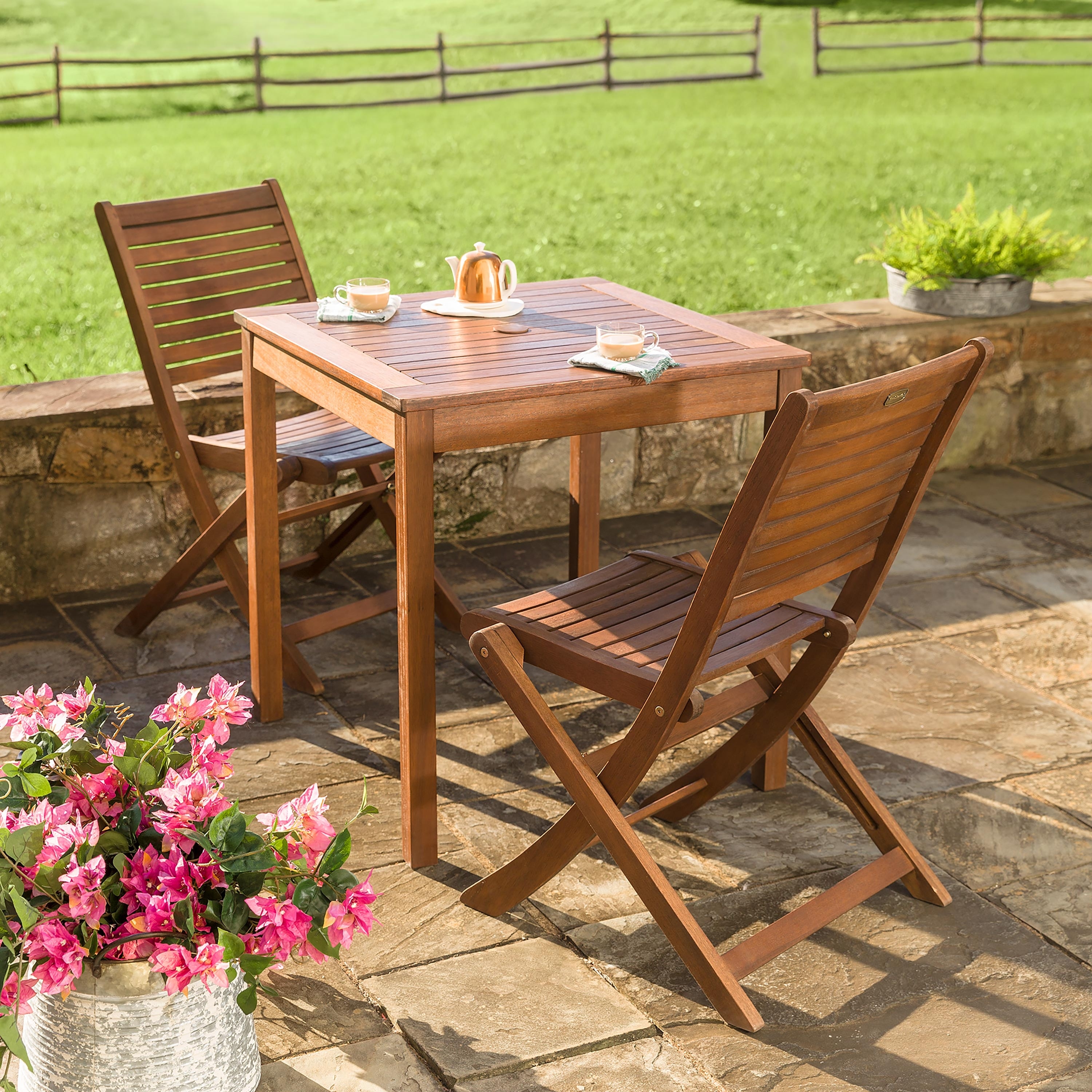 Eucalyptus Folding Bistro Chairs, Set of 2