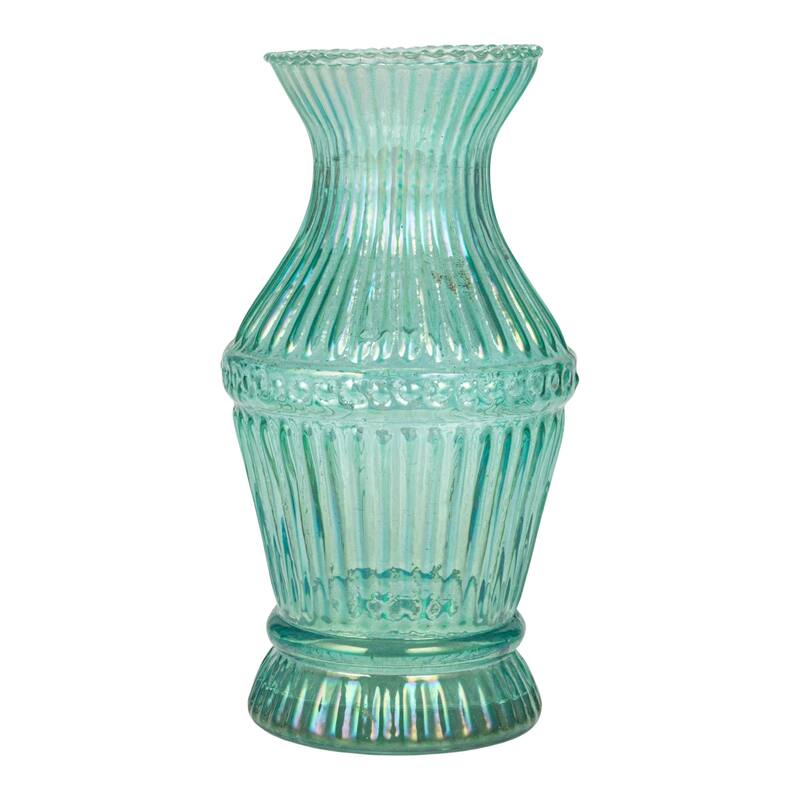 Debossed Reclaimed Glass Vases, Set of 4