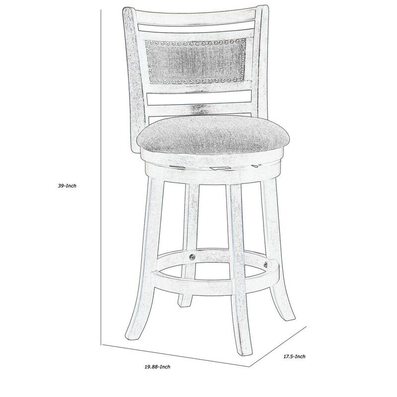 Curved Swivel Counter Stool with Fabric Padded Seating, Brown and Beige