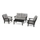 preview thumbnail 13 of 11, POLYWOOD Lakeside 4-Piece Deep Seating Set Black / Grey Mist