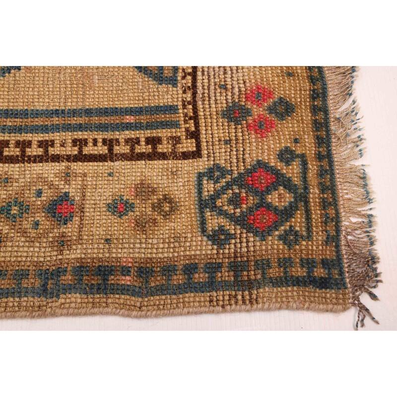 ECARPETGALLERY Hand-knotted Melis Vintage Khaki Wool Rug - 4'2 x 7'3