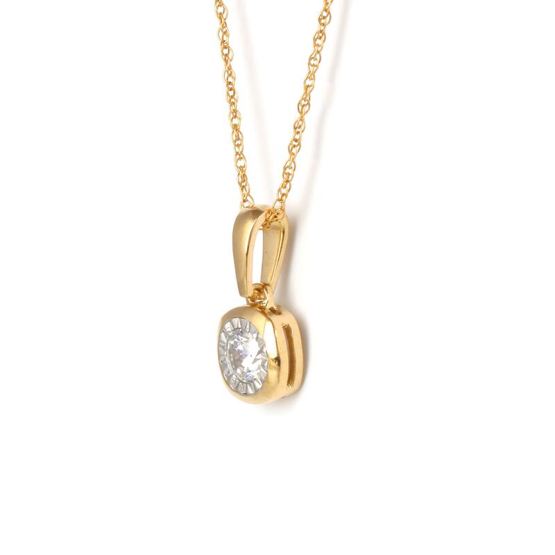 10K Gold 1/6ct TDW Diamond Solitaire Pendant Necklace for Women