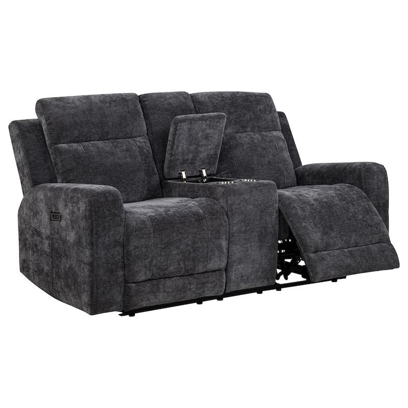 Kennett Chenille Upholstered Power Reclining Loveseat - Dark Grey