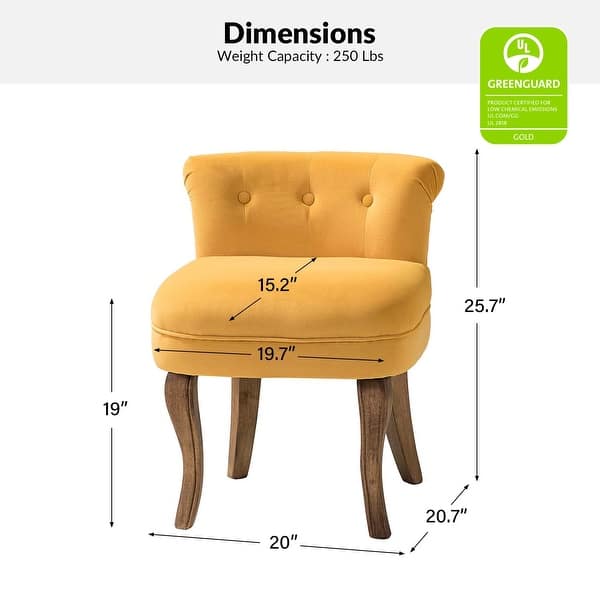 dimension image slide 4 of 8, Xacobo Modern Velvet Tufted Vanity Stool with Wood Base by HULALA HOME