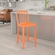 preview thumbnail 33 of 98, 24'' High Metal Indoor-Outdoor Counter Height Stool with Vertical Slat Back Orange