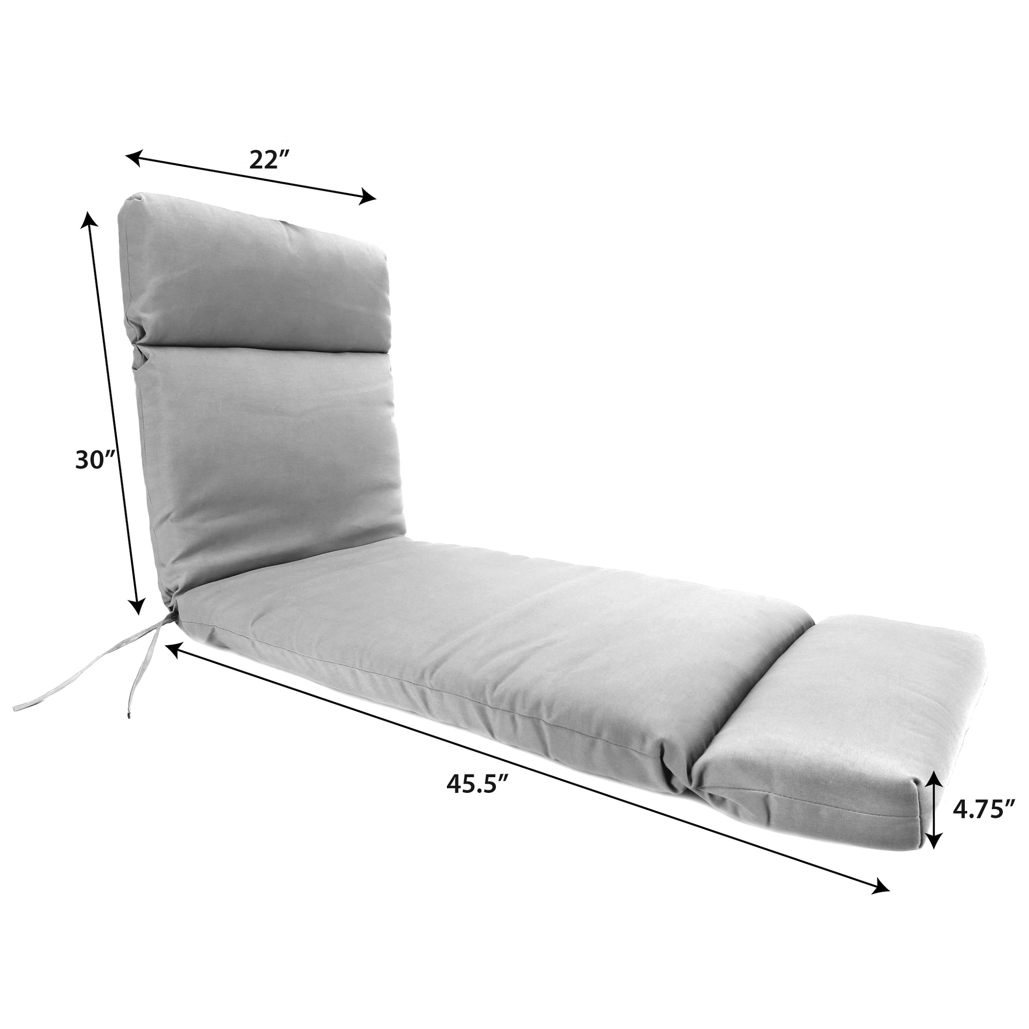 76" x 22" Outdoor Chaise Lounge Cushion with Ties - 75.5'' L x 22'' W x 4.75'' H