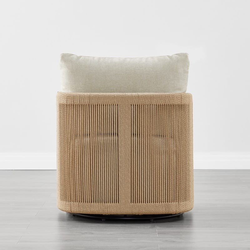 Spruce & Spring Modern Boho Braid Swivel Accent Chair with Hand-Woven Paper Cord Arm