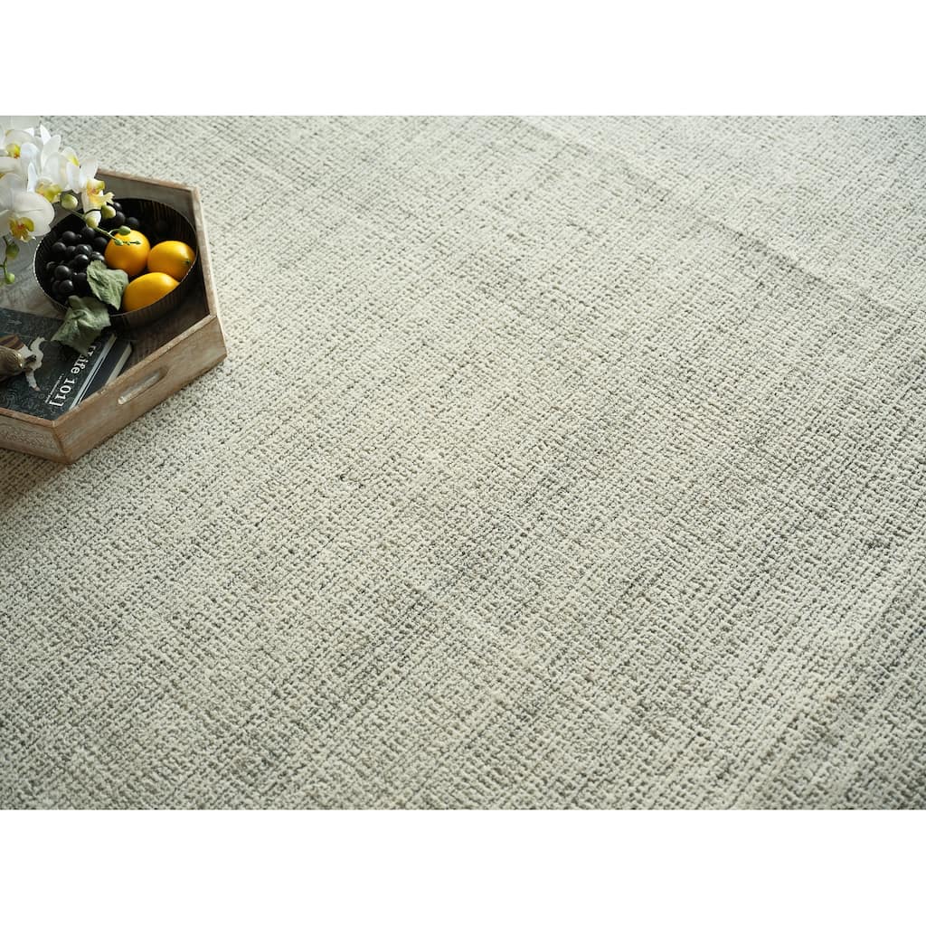 Elements Handmade Hand Tufted New Zealand Wool Gray/Ivory Area Rug.