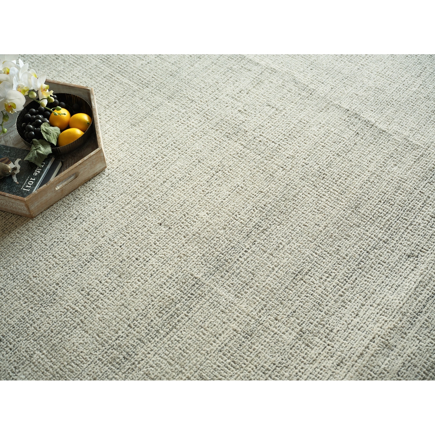 Elements Handmade Hand Tufted New Zealand Wool Gray/Ivory Area Rug.