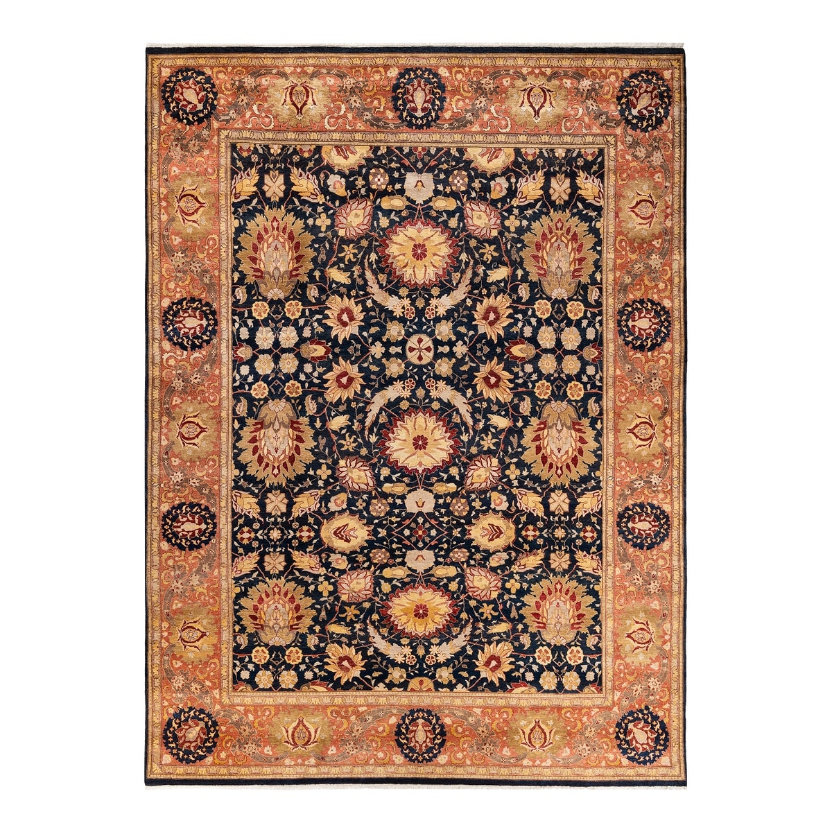 Noori Rug Hand Knotted Area Rug 9'2 x 12'0 Gold/Blue Noori Rug Hand Knotted Area Rug 9'2 x 12'0 Gold/Blue