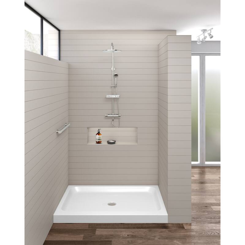 Fine Fixtures Single Threshold Acrylic Shower Base - Non-Slip Textured Surface Shower Floor Pan