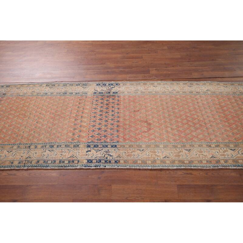 Distressed Botemir Persian Vintage Runner Rug Hand-Knotted Wool Carpet - 2'9" x 9'9"