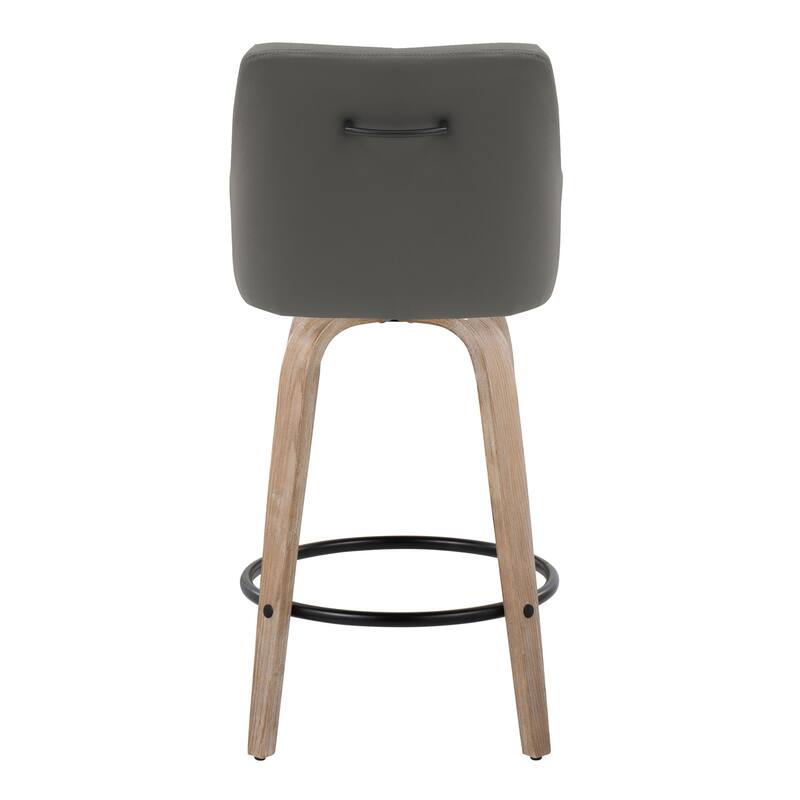 The Gray Barn Hadley 26" Fixed-Height Upholstered Counter Stool with Bent Wood Legs & Round Footrest (Set of 2)