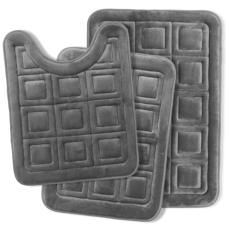 Clara Clark Ultra Soft Non Slip and Absorbent Bath Rug - Waffled Velvet Memory Foam Bath Mat
