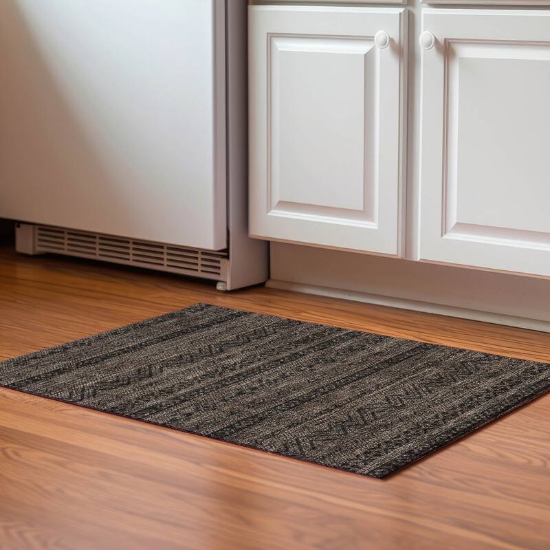 Premium Washable Super Soft Global Stripes Mayfield Rug - Chocolate - 1' 8" x 2' 6" - Rectangle