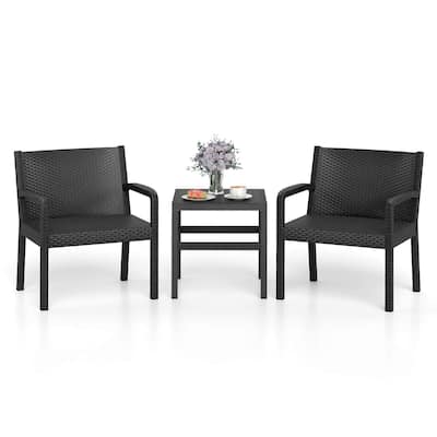 Costway 3 Piece Patio Furniture Set with 2 Modern Rattan Armchair & - See Details