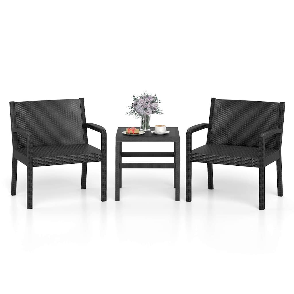 Costway 3 Piece Patio Furniture Set with 2 Modern Rattan Armchair & - See Details