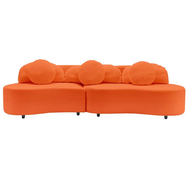 103.5" Lamb Velvet Armless Sectional Sofa with 6 Pillows