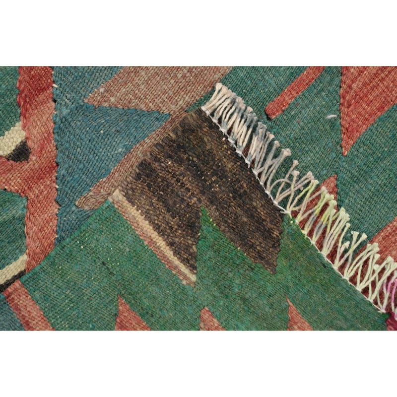 Hand Woven Oriental 100% Wool Carpet Southwestern Tribal Navy Blue & Blues Kilim Area Rug - 7' 3'' X 5' 7''