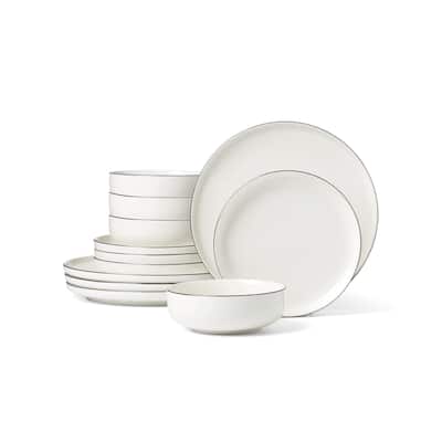 Oneida 24 Seven Black Rim 12-Piece Dinnerware Set